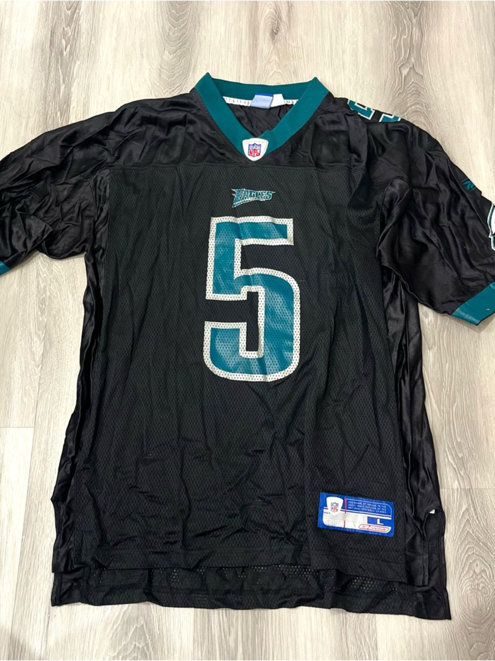 Reebok Black and Teal Philadelphia Eagles #5 Men's Jersey